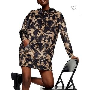 TOPSHOP Velvet Tie-dyed Hooded Sweatshirt dress 6 EUC